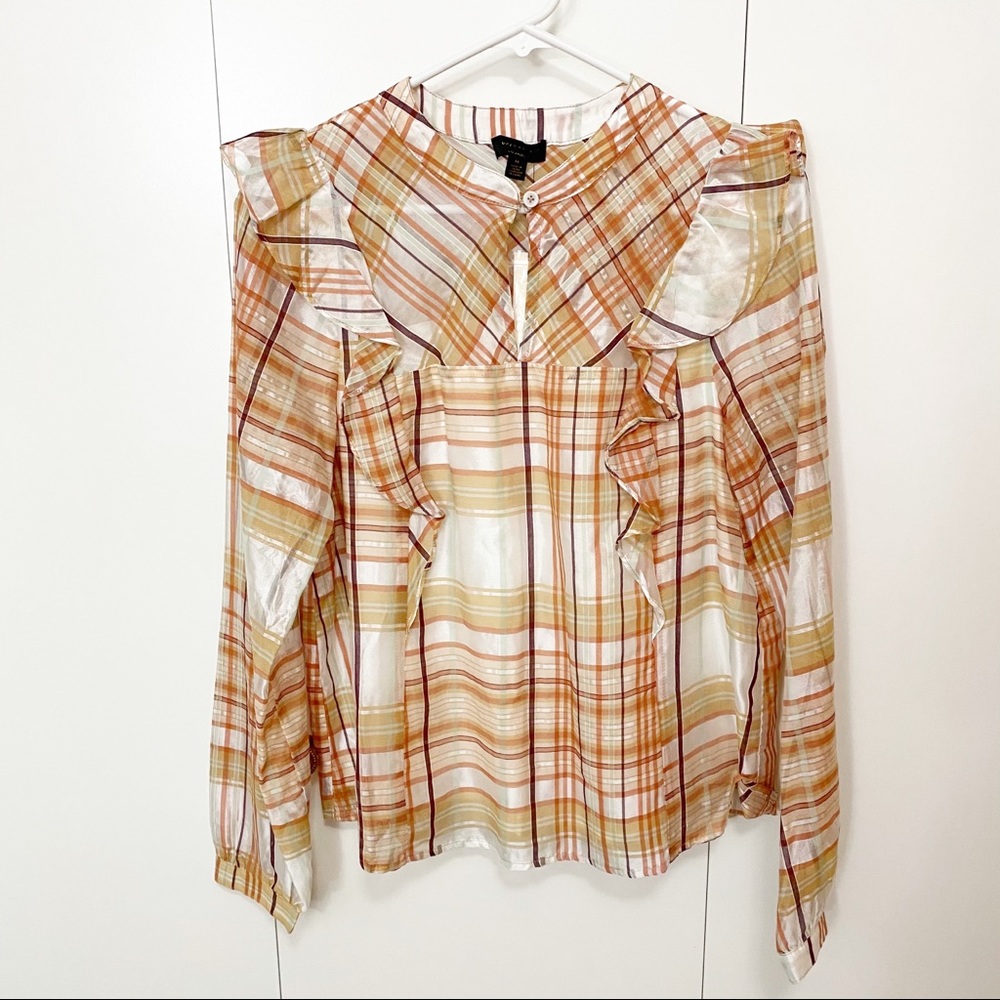 Anthropologie Plaid Cotton/Silk Blend Blouse NWT